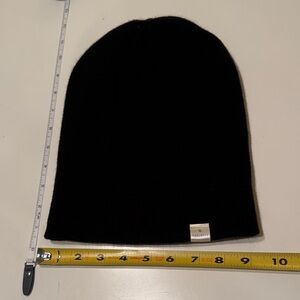 Black Knit Beanie Hat SATIN INTERIOR